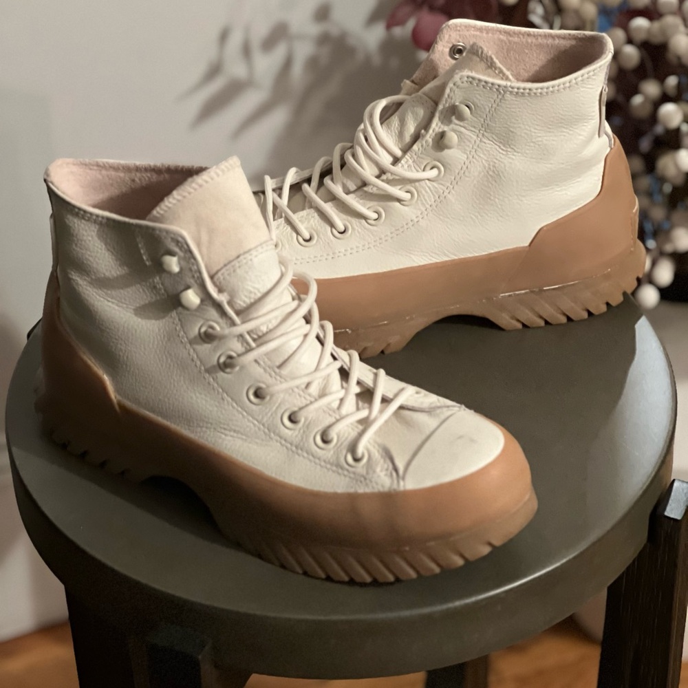 Converse Women's Cream and Tan High-Top Sneakers - Picture 3 of 10